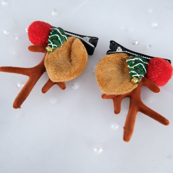 A Pair Handmade Christmas Hair Clips with Santa tree Christmas Gift - Picture 5 of 6